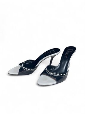 Rare Vintage Christian Dior by John Galliano Black and White Open Toe Heels